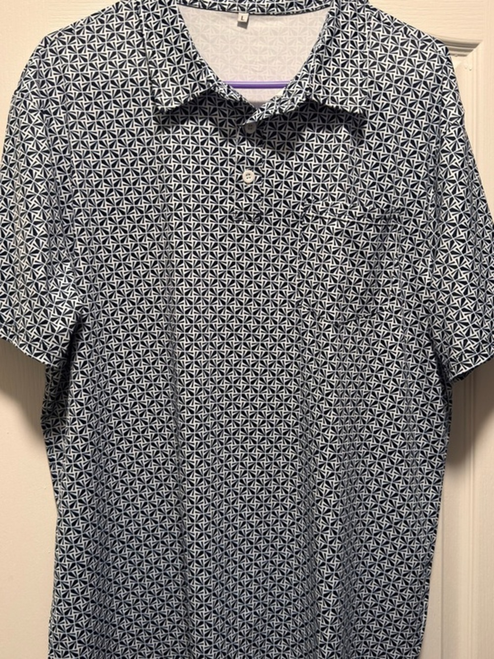 Men's Navy Geometric Short-Sleeve Polo